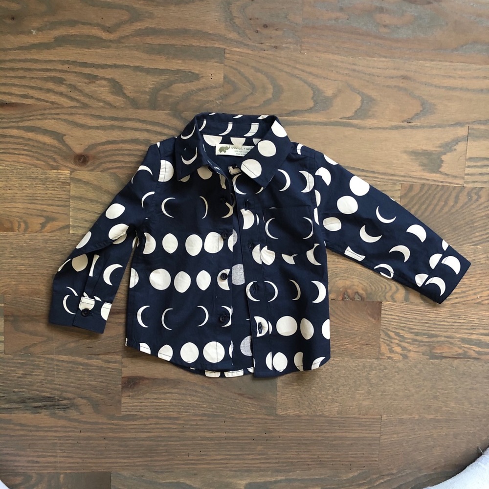 Monica and Andy Dark Blue Button Up 9 - 12 M